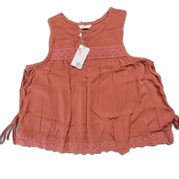 Supre Brown Cowhide Tank Preppy Australian Lace Open Tie Sides NEW $30 Womens 14 - Picture 1 of 9